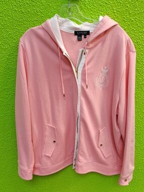 Lauren Ralph Lauren Light Pink Hooded Zip Jacket